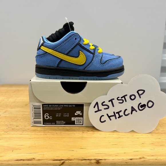 Nike SB Dunk Low Powerpuff Girls Bubbles Blue Size 6C TD FZ8830-400 Toddler NEW - Picture 1 of 8